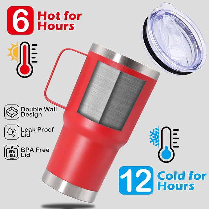 20 oz Tumbler with Handle Coffee Tumblers with Lid Travel Mug Mix 12P | 20oz Tumblers with Handle Double-Wall Insulated Vacuum Coffee Mugs Stainless Steel Tumbler with Handles&Lid Mix 12P