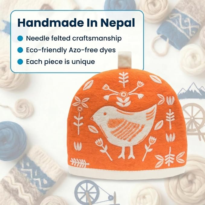 Glaciart One Wool Teapot Cozy Kettle Cover | Dome Shaped Large Tea Cosy, Kettle or French Press | Handmade & Needle Felted from Natural Wool | Warms Up to 2 Hours | Great as Gift