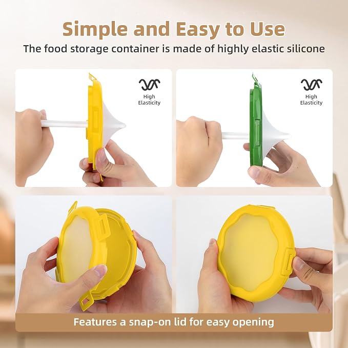 TQRR Avocado Saver and Lemon Holder- 4Pcs Fruit Fresh Storage Containers Reusable Silicone, Refrigerator Use, For Fruits & Vegetable Containers, Fits Apples, Lemons, Potatoes, Oranges,Tomatoes | Reusable Silicone, Refrigerator Use, For Fruits & Vegetab...