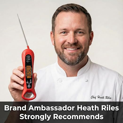 Therm Pro® Chef Meat Thermometer Digital, 1 Sec Instant Read, NIST® Certified Accurate to ±0.5℉, Ultra Bright LED Screen, 100% Waterproof, Auto-Rotate, for courtyard BBQ, Turkey, Candy, Liquids, bread