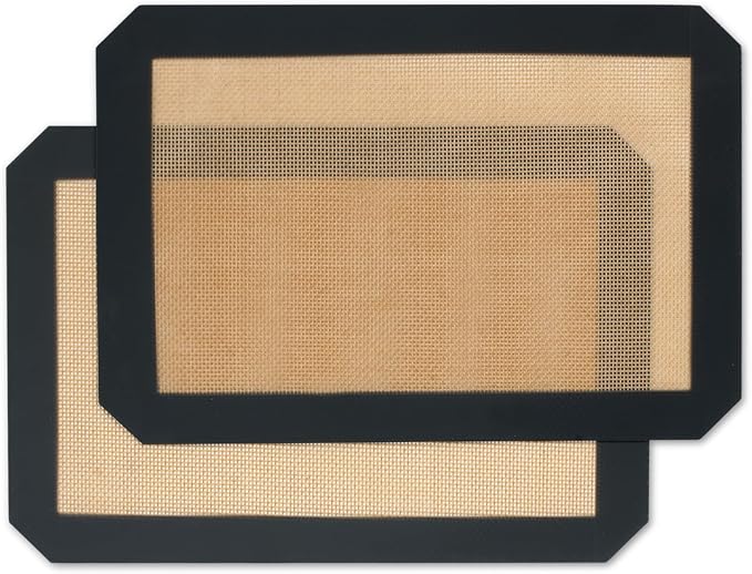 Silicone Baking Mat,Silicone Mat,2 Pack Reusable Non-Stick Baking Mat,Food Safe Silicone Mats for Baking, Oven Baking Sheet for Making Cookies, Macaroons, Bread,(16.5"L x11.6"W)