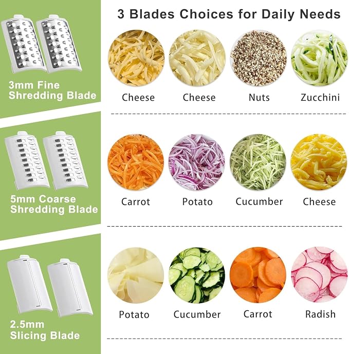3 In 1 Electric Cheese Grater For Block Cheese | Electric Grater For Home Kitchen,One-Touch Easy Control Salad Shooter Electric Slicer/Shredder For Veggies Cucumber Nuts