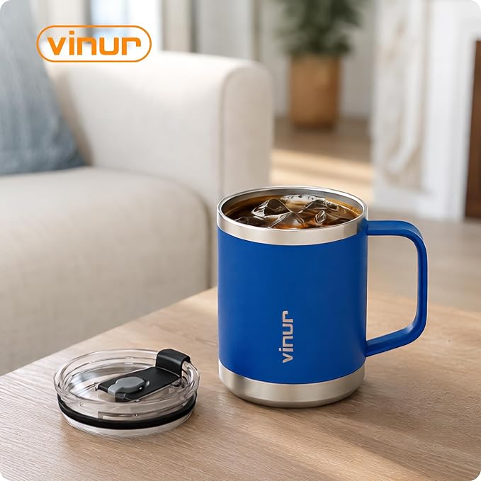 VINUR Insulated Pour Over Coffee Maker-12 oz Stainless Steel Coffee Maker | Stainless Steel Vacuum Insulated Coffee Maker With Stainless Steel Filter for Home, Camping, Gift for Men & Women (Navy)