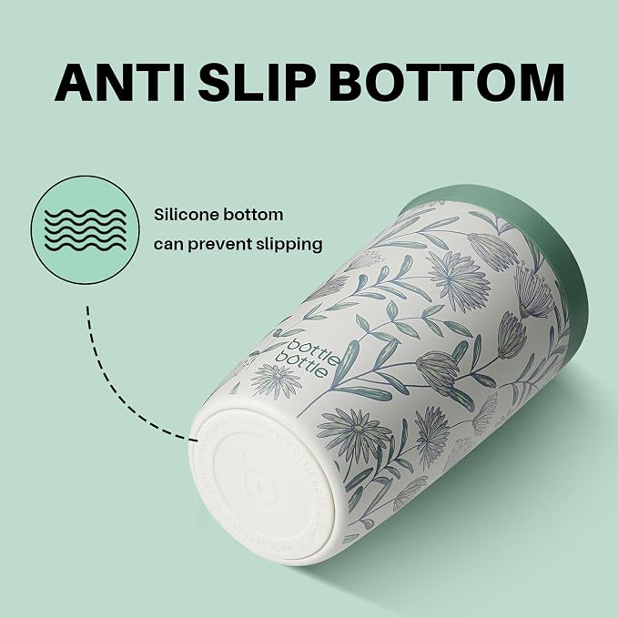 BOTTLE BOTTLE Insulated Coffee Tumbler with Push Button Lid 12oz | Flourishing Flowers,Leakproof,Stainless Steel Travel Mug,Keeps Drinks Hot & Cold for 6 Hours,for Office & On the Go