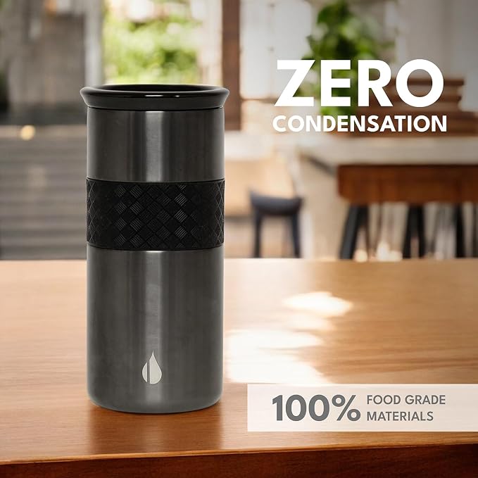 Elemental Artisan 16oz Triple-Wall Insulated Coffee Tumbler w/Ceramic Lid | Triple Wall Coffee Travel Mug, Reusable Stainless Steel Coffee Tumbler; Thermal Coffee Cups for Hot (6 Hrs) & Cold (18 Hrs)