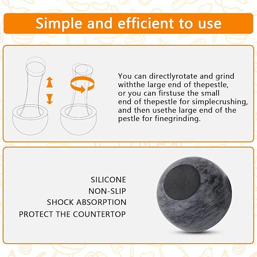 Tianman Small Mortar and Pestle Set 3.2 Inch.1/3 Cup.(Marble Black) | Mini Marble Grinder with Brush for Pills Herbs Spices,Easy to Grip.Efficient Grinding.Universal Dual Head Grinding Pestle.