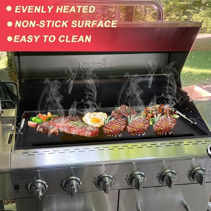 Full-Size Griddle Inserts for Nexgrill Home Depot 6 Burner Gas Grills | Flat Top Griddle Fits Nexgrill 720-0896B 720-0896 720-0896C 720-0896E 720-0896CP 730-0898A 730-0898, Carbon Steel Non-Stick