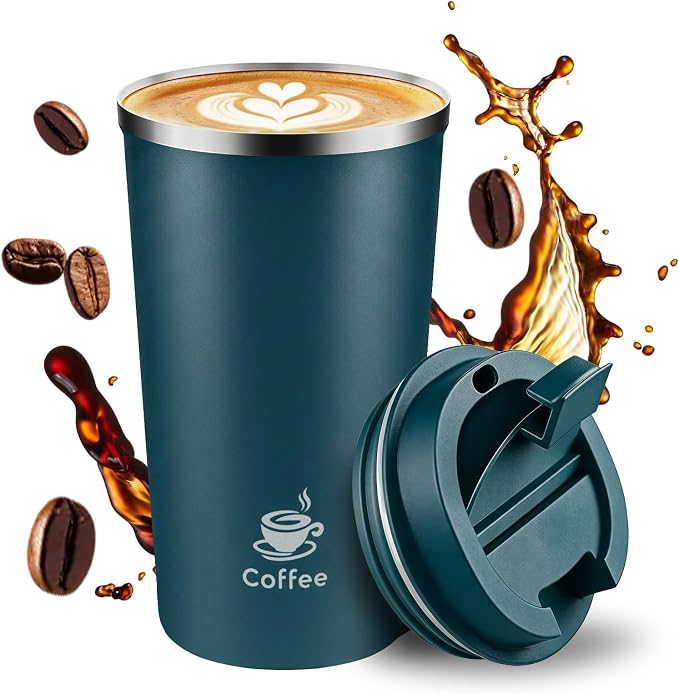17oz Travel Coffee Mug ,Leakproof Vacuum Coffee Cup Insulated Tumbler | 304 Stainless Steel, Double-Wall Vacuum Insulated, Leakproof, Fits Hot & Cold Drinks Car Cup Holders, Travel, Office