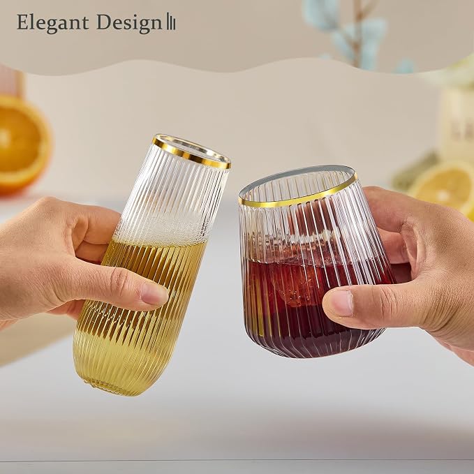 56 Pack Plastic Wine Glasses Champagne Flutes, 32 Pcs 9 OZ & 24 Pcs 14 OZ | Plastic Wine Glasses,Plastic Champagne Flutes,Unbreakable,Shatterproof,Recyclable,Wedding,Disposable, Birthday,BPA-Free