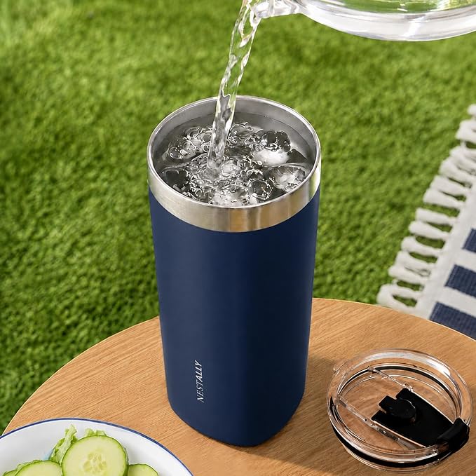 NESTALLY Crafted 20oz Stainless Steel Insulated Tumbler with Lid,Navy Blue | Stainless Steel Double Wall Vacuum, BPA Free,Travel Coffee Mug Keeping Drink Cold & Hot,Gifts for Women Men Her Him