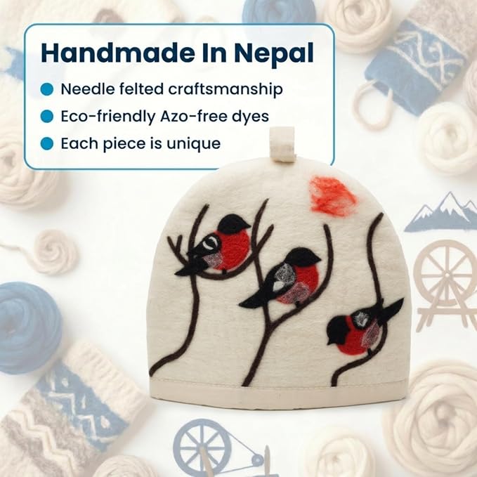 Glaciart One Wool Teapot Cozy Kettle Cover | Dome Shaped Large Tea Cosy, Kettle or French Press | Handmade & Needle Felted from Natural Wool | Warms Up to 2 Hours | Great as Gift