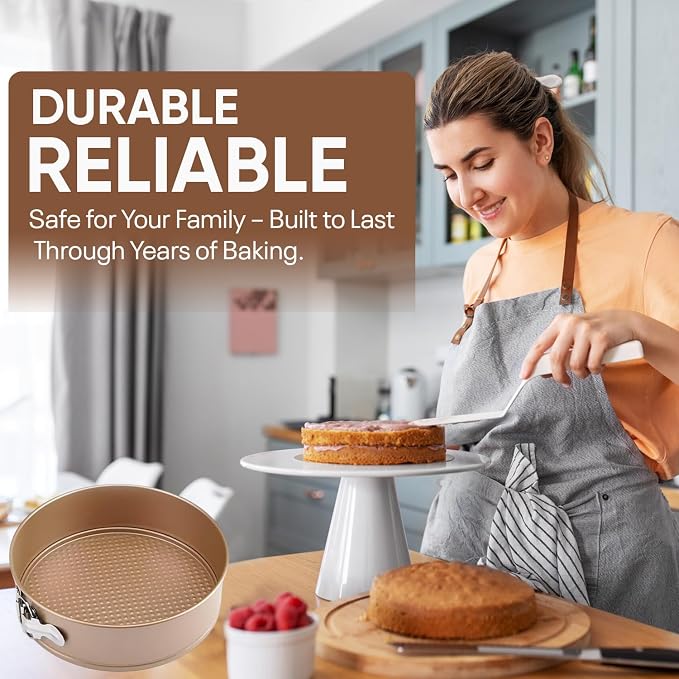 Good Dee's Circle Springform Cake Pan 8.5'' - Non Stick Ceramic Coating - Free From Chemicals - Perfect for Birthday Cakes, Tartes, & More - Cream