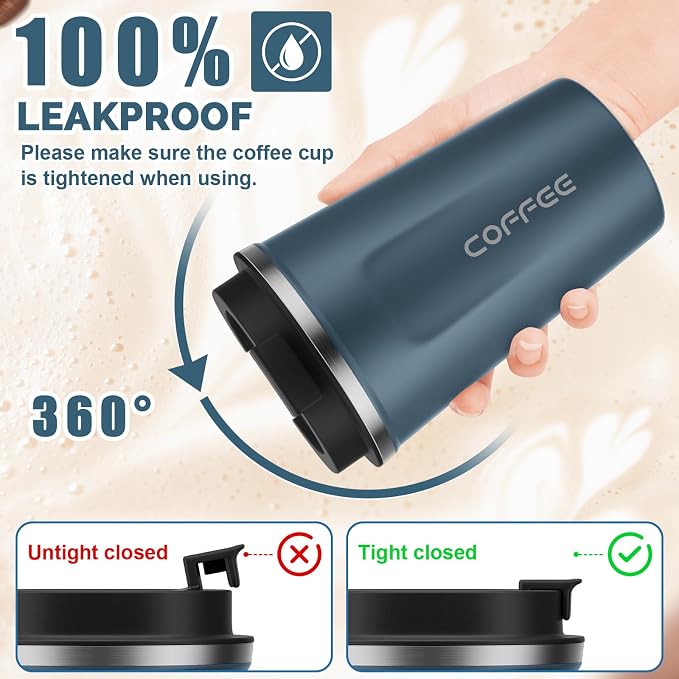 CS COSDDI 12 oz Stainless Steel Vacuum Insulated Tumbler - Coffee Travel Mug Spill Proof with Lid - coffee Cup for Keep Hot/Ice Coffee,Tea and Beer (Tibetan blue) | Stainless Steel Double-wall insulation, 6-Hour Heat Retention, 360°Leak proof, BPA-free...