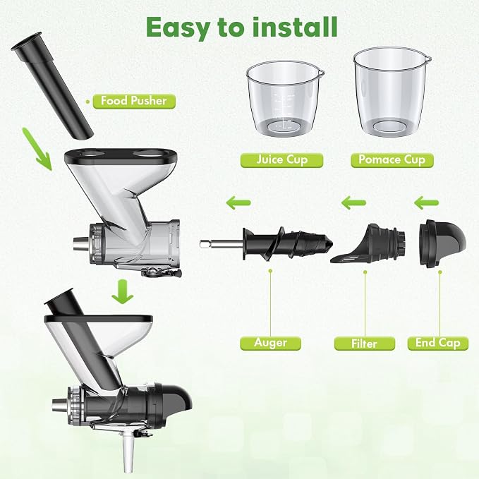 Masticating Juicer Attachment for KitchenAid Stand Mixer | Cold Press Juicer machines with Dual Feed Chute, Slow Masticating Juicer, Attachment for Kitchenaid Mixers