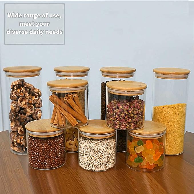 Glass Coffee Bean Container, 52.36 FL OZ (1550 ML), [Thickened Version] Glass Food Storage Jar with Airtight Seal Bamboo Lid - Clear Food Storage Canister for Serving Tea, Coffee, Spice and More