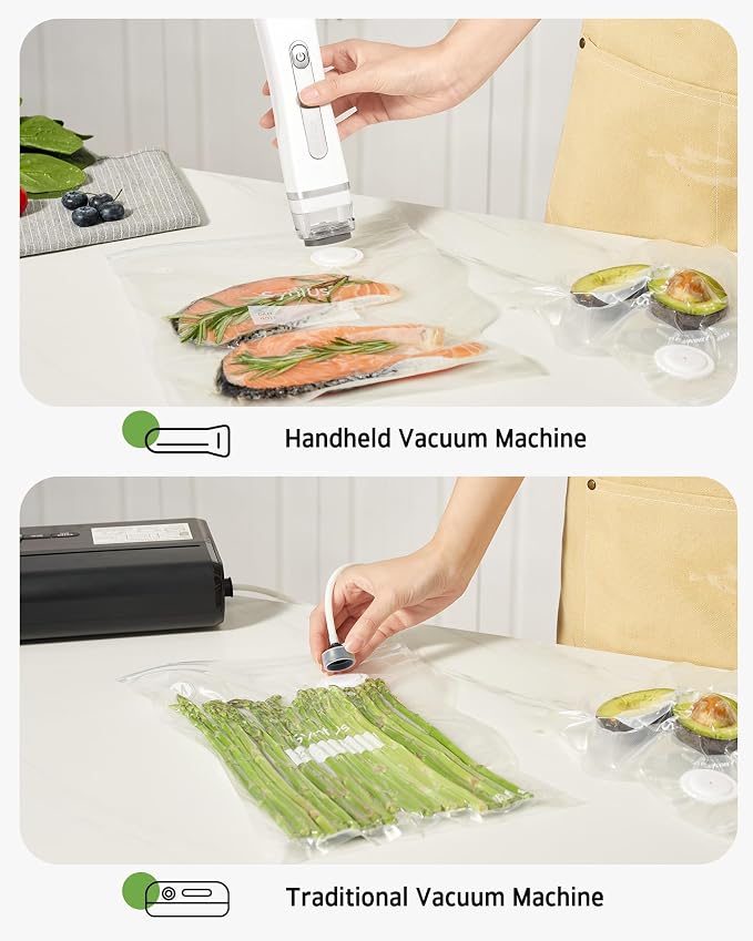 Syntus 30 Pcs Reusable Vacuum Sealer Bags for Food, 8"x10"+10"x13.8" (S+M) | Upgraded Air Valve, Microwave Sous Vide Freezer Meal Prep, Leak-Proof, Food Storage Zipper Bags, for Compact Vacuum Sealer