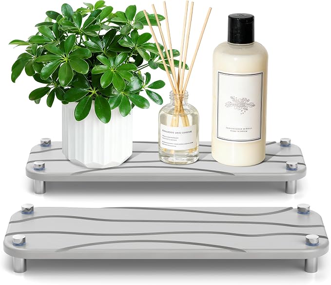 2-Pack Large Size Water Absorbing Stone Sink Caddy, Coaster | Instant dry stone tray and stone sink organizer with rust-free feet on rubber pads, free from scratches.