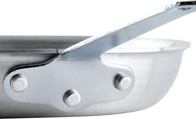 Winco 10" Aluminum Fry Pan/Skillet, Natural Finish | Reinforced riveted handle for secure grip, Hanging hole for easy storage, Great for Sauteing, Searing and Restaurant Kitchens
