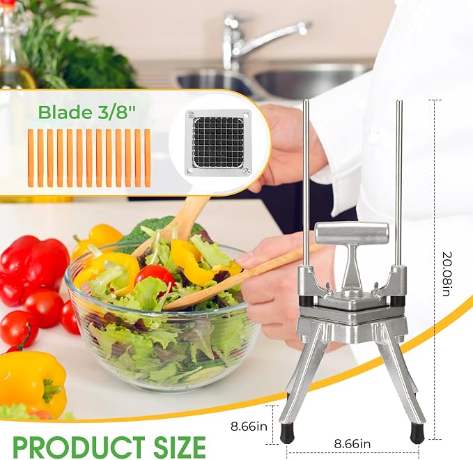 Commercial Vegetable Chopper, 3/8" Stainless Steel Dicer | 420 stainless blade, aluminum alloy frame, detachable for cleaning & storage, fast uniform dicing, for fruits & veggies