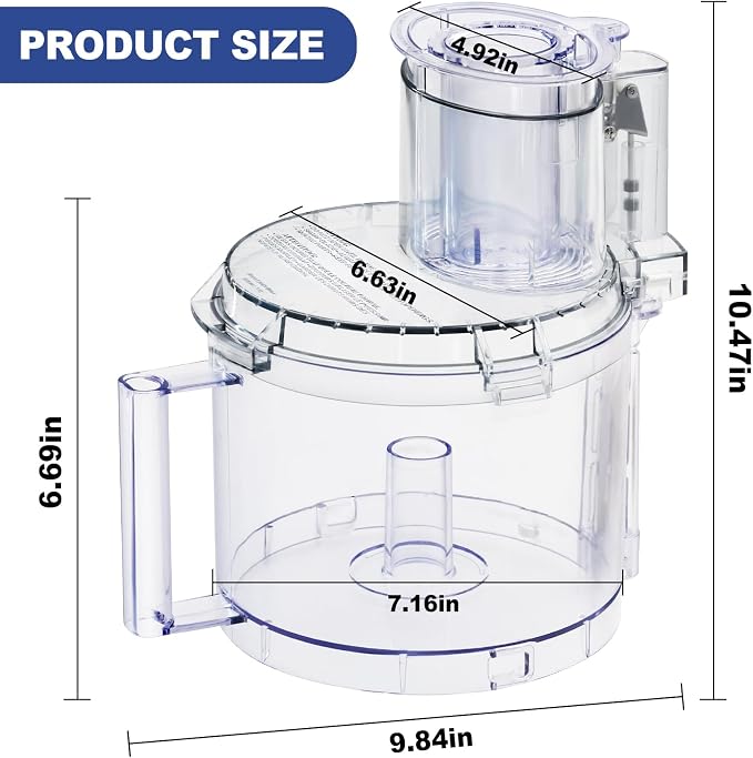 4 Locking Tabs Bowl DLC-005AGTXT1 Cover DFP-14NWBCT1 Food Processor 14-cup Work Bowl Kit Replacement with Pusher DLC-2014PT1,Fits Cuisinart DFP-14, DFP-14BCN, DFP-14BCNY