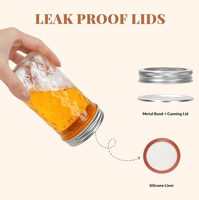 CycleMore 24 Pack Mixed Size Glass Mason Jars, Canning Jars With Split Lids | AirTight, BPA Free, 4 OZ x 8, 8 OZ x 8, 12 OZ x 8 (4oz -8oz-12oz), Ideal for Jam, Honey, Wedding Favors, Spice Jars & DIY