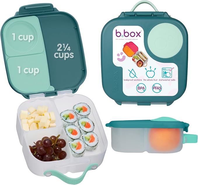 b.box Mini Lunch Box, Snack Containers for Kids, Lunch Box Kids, 4.25 Cup | Bento Box for Kids, Sanck Box, Lunch Containers, Leak Proof, Dishwasher Safe, BPA Free, PFAS Free, Ages 3+ — Emerald Forest