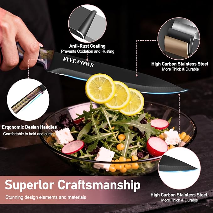 16-Piece Kitchen Knife Block Set with Cutting Board - German Stainless Steel Knives, Built-In Sharpener, Dishwasher Safe, Anti-Slip Handle - All-in-One Cutlery Set for Home/Kitchen (Pink)