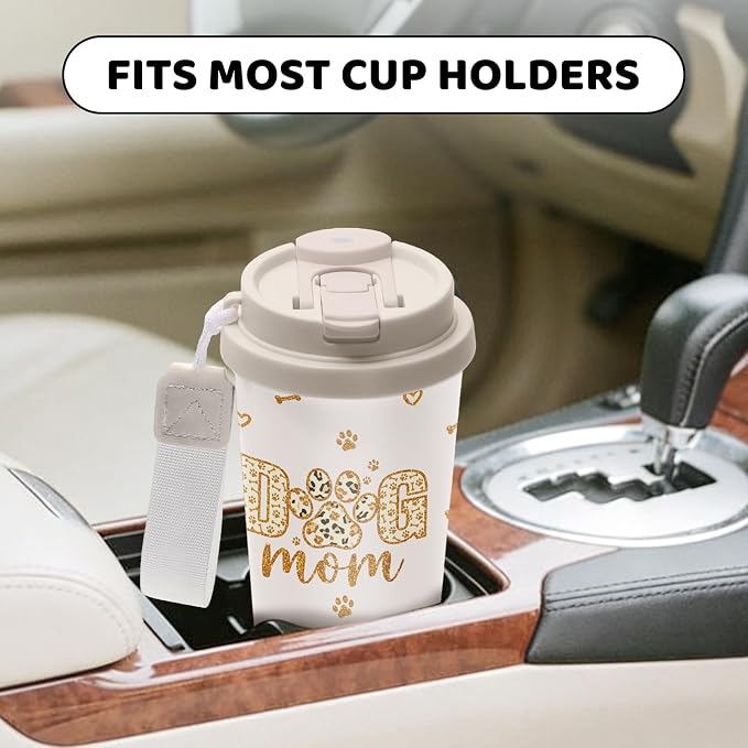Dog Mom Tumbler Stainless Steel 2-in-1 Lid Coffee Tumbler 18 oz Dogs Lovers Insulated Travel Coffee Mug Dog Mom Gift Water Bottle for Women Girls Birthday Christmas