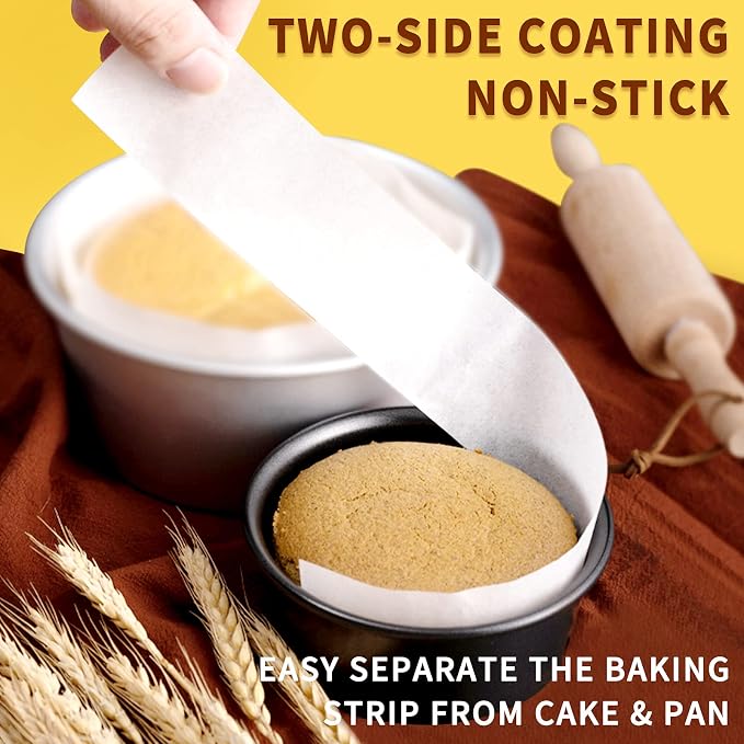Non-stick Cake Pan Side Liner - Parchment Paper Strips for Cake Pan Circles, Bakeware Sheet Tray, Springform Pan, 2.75in x 164ft Pre-cut Baking Paper Roll, Oven & Microwave Safe