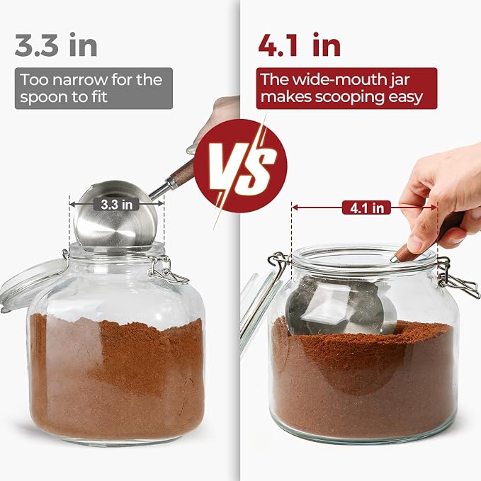 Glass Jars with Airtight Lids 0.6 Gallon 2 Pack Kitchen Canisters | Wide Mouth, Scoop Included, Flour Sugar Storage Containers,Baking Supplies,Leak Proof,BPA-Free,Pantry Organization, Pickling