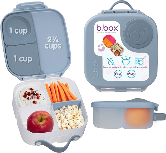 b.box Mini Lunch Box, Snack Containers for Kids, Lunch Box Kids, 4.25 Cup | Bento Box for Kids, Sanck Box, Lunch Containers, Leak Proof, Dishwasher Safe, BPA Free, PFAS Free, Ages 3+ — Chill Out