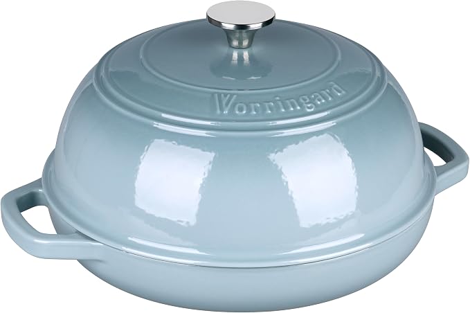 Enameled Cast Iron Dutch Oven Pot with Lid, Bread Oven for Sourdough Bread Baking, Dutch Ovens with Bread Proofing Basket& Baking Supplies Set, 6 Quart, Sea salt