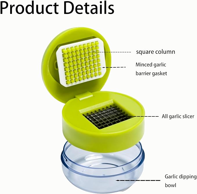 2PCS Stainless Steel Garlic Press Chopper Mini Kitchen Crusher Tool for Home Camping Daily Cooking