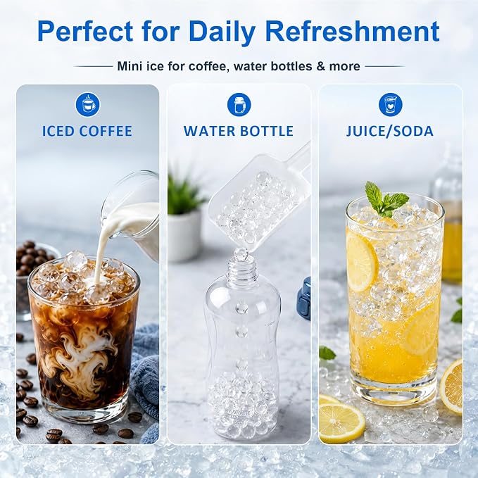 Mini Ice Cube Trays with Lid & Bin, Tiny Pebble Ice Balls for Coffee | Make 416 Mini Ice Balls with 4 Trays, Easy Release, Stackable, Scoop Included, for Iced Coffee, Drinks and Daily Use