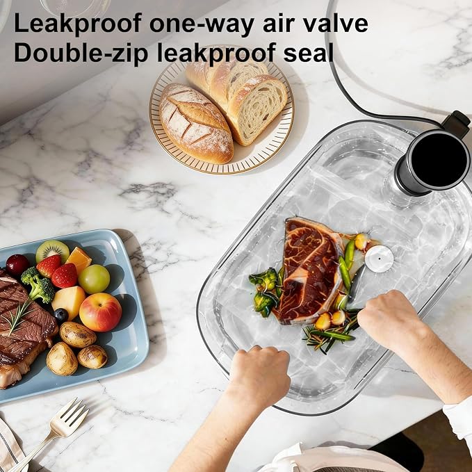 URPOWER Reusable Vacuum Sealer Bags for Food Storage, 50 PCS with 6 Clips | 12x19”(XL, 10PCS) 12x13”(L, 20PCS) 10x11”(M, 20 PCS) Multi-Size Vacuum Seal Bags for Sous Vide, Freezer and Microwave Use
