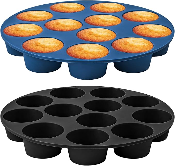 Webake Silicone Air Fryer Muffin Pan for Baking Egg Bites Silicone Mold, Nonstick 1.8 Inch Mini Muffin Tin BPA Free Set of 2