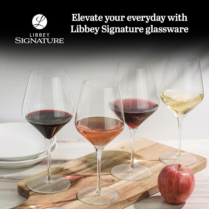 Libbey Signature Greenwich 12-Piece Party Wine Glasses set, Long Stem Wine Glasses for Red and White Wine, Ideal Wine Glass Gift Set for All Occasions