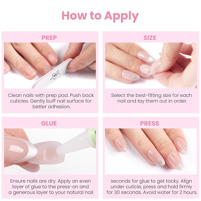 Nail Reformation Fleur de Lace Press On Nails, Medium Almond, 30 Pcs | Nude Fake Nails with Lace French Tip & Rose Floral in Glossy Finish, Gifts for Women