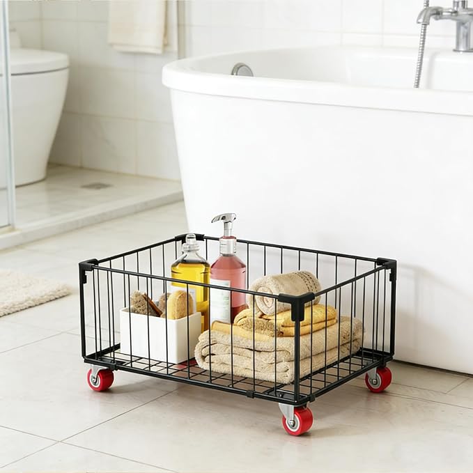 2Pack, Under Sink Organizer,Cabinet Organizers and Storage, Metal Storage Basket,Large capacity, Can Hold 40-70 Liters, Easily Push And Pull, Convenient For Cleaning Under Sink