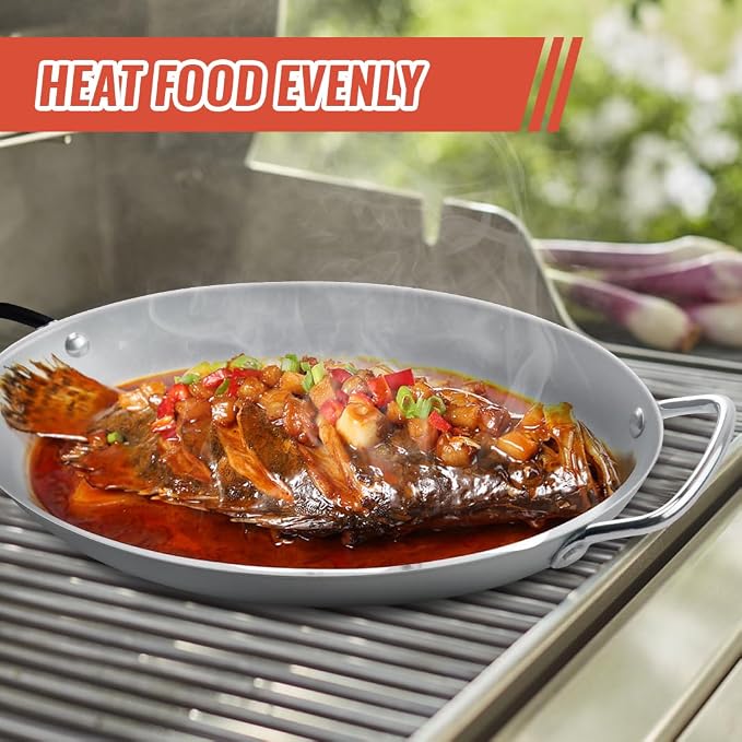 Grill Pan for Outdoor BBQ - 11" x 15" Topper With Handles, Trays for Grilling, Barbecue Tray