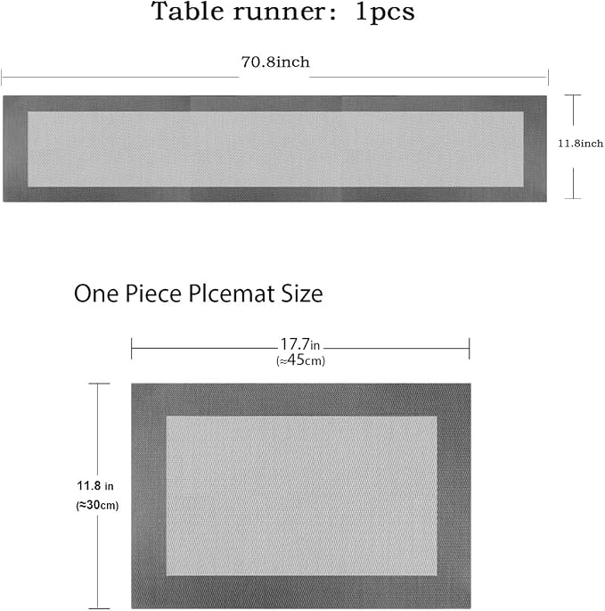 Vinyl Placemats Heat-Resistant Table Mats Washable Easy Clean Plastic Placemats for Dining Table Set of 4 (Dark Silver)