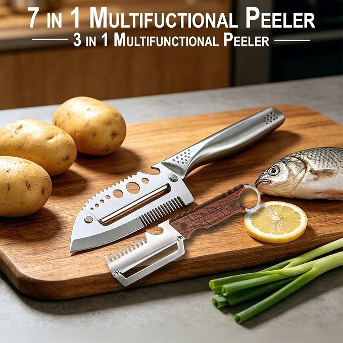 Multifunctional Vegetable Peeler, 7-in-1, Stainless Steel, Multi-Use Kitchen Tool (2)