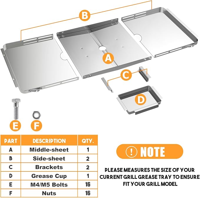 Grease Tray with Catch Pan, Dyna Glo Grill Replacement Parts, Universal Drip Pan (25-34 inch) for 4/5/6 Burner Gas Models from Dyna Glo, Nexgrill, Expert Grill, Kenmore, BHG and More(XL)