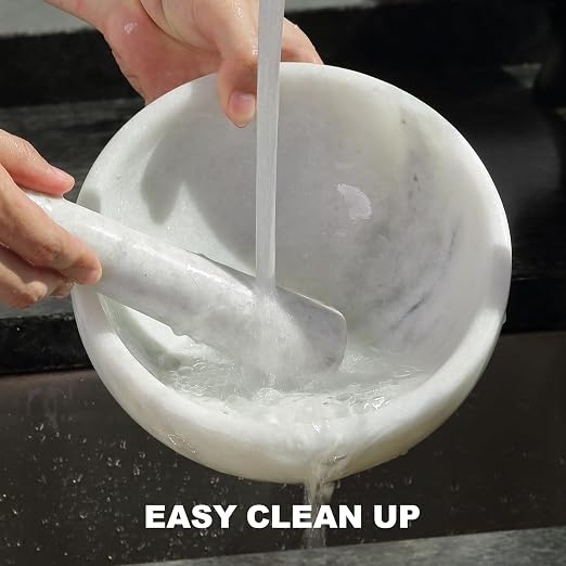 Marble Mortar and Pestle Set, 8" Extra Large Grinder Bowl for Guacamole, Salsa, Pill Crusher, Spice, Herb, Garlic, Nut, Heavy Duty Grinder for Kitchen(Namib Fantasy)