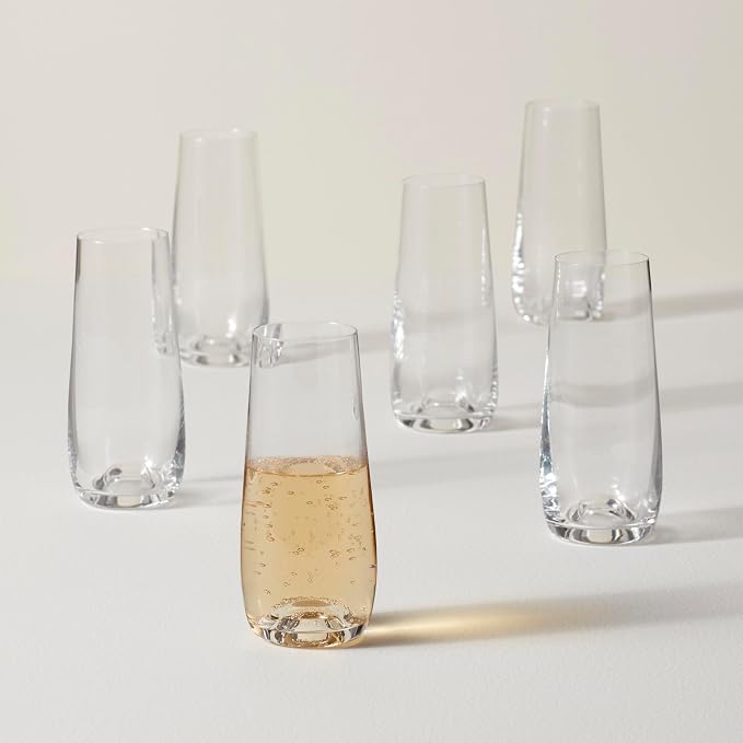 Lenox Tuscany Classics Stemless Champagne Flutes, Set of 6 | handcrafted glass, mouth-blown | 5.5 inch height, 9oz capacity | dishwasher safe, gift for women, flutes