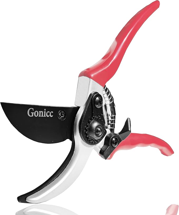gonicc 8" Professional Sharp Bypass Pruning Shears (GPPS-1002) | Arthritis Friendly Garden Scissors & Plant Clippers, Sap Groove Design, Effortlessly Prunes 3/4" Branches.