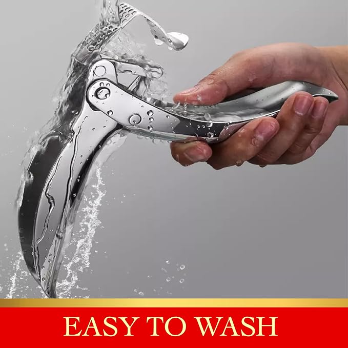 Heavy Duty Garlic Press, No Peeling Needed, Stainless Steel Professional Garlic Mincer & Crusher, Dual Lever-Assisted Design with Large Capacity Chamber for Effortless Garlic Crushing.