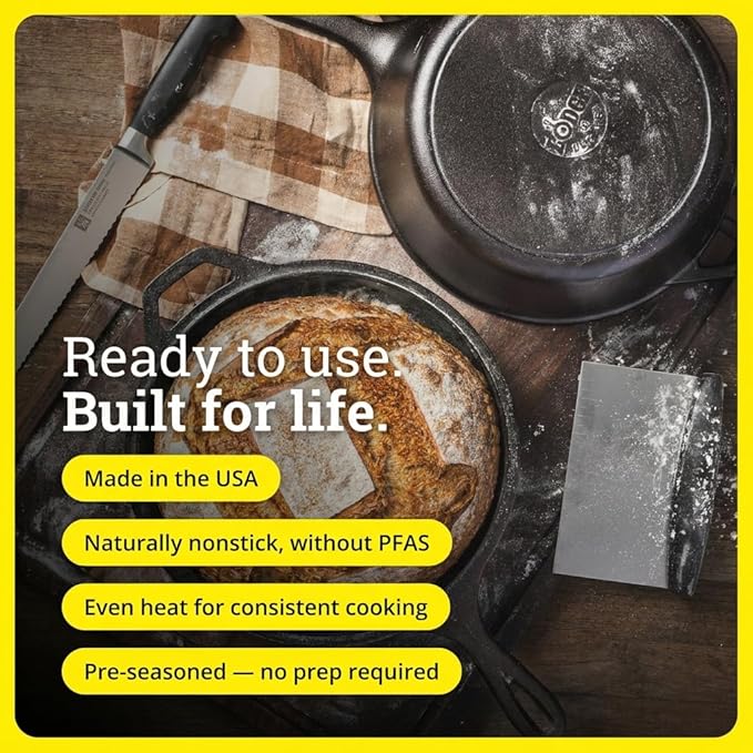 Lodge Cast Iron Combo Cooker - PFAS-Free 2-in-1 3.2 Quart Deep Pot and 10.25 Inch Skillet Set - Dutch Oven with Skillet Lid for Sourdough, Frying, and Camping - Made in the USA