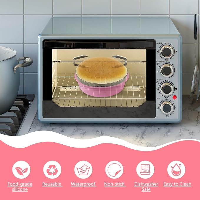 4Pcs Cheesecake Water Bath Pan, Cheesecake Pan Protector Silicone Springform Pan Protector with Cake Release Spatula for 9,9.5,7,8 Inch Round Springform Cake Baking Accessories