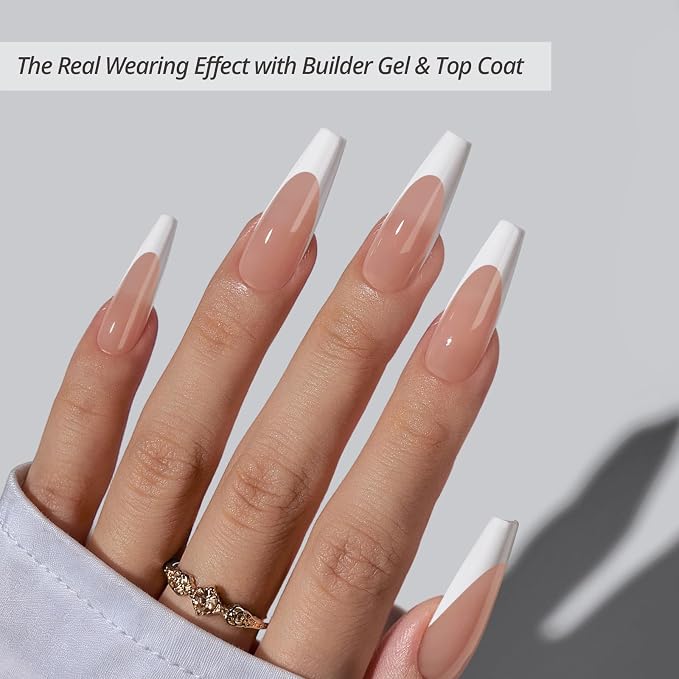 BTArtboxnails XCOATTIPS White French Tip Press On Nails, XL Coffin, Peach | Lamp-Curable, 4-Week Wear, Natural Nail Look, Salon Quality Value at Home, Easy-to-Apply for Beginners, 160ct Nail Tips Only